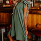 Ruffle Sleeve V Neck Frilled Shift Dress