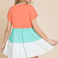 Surplus Tiered Color Block Top:  / LIVING CORAL