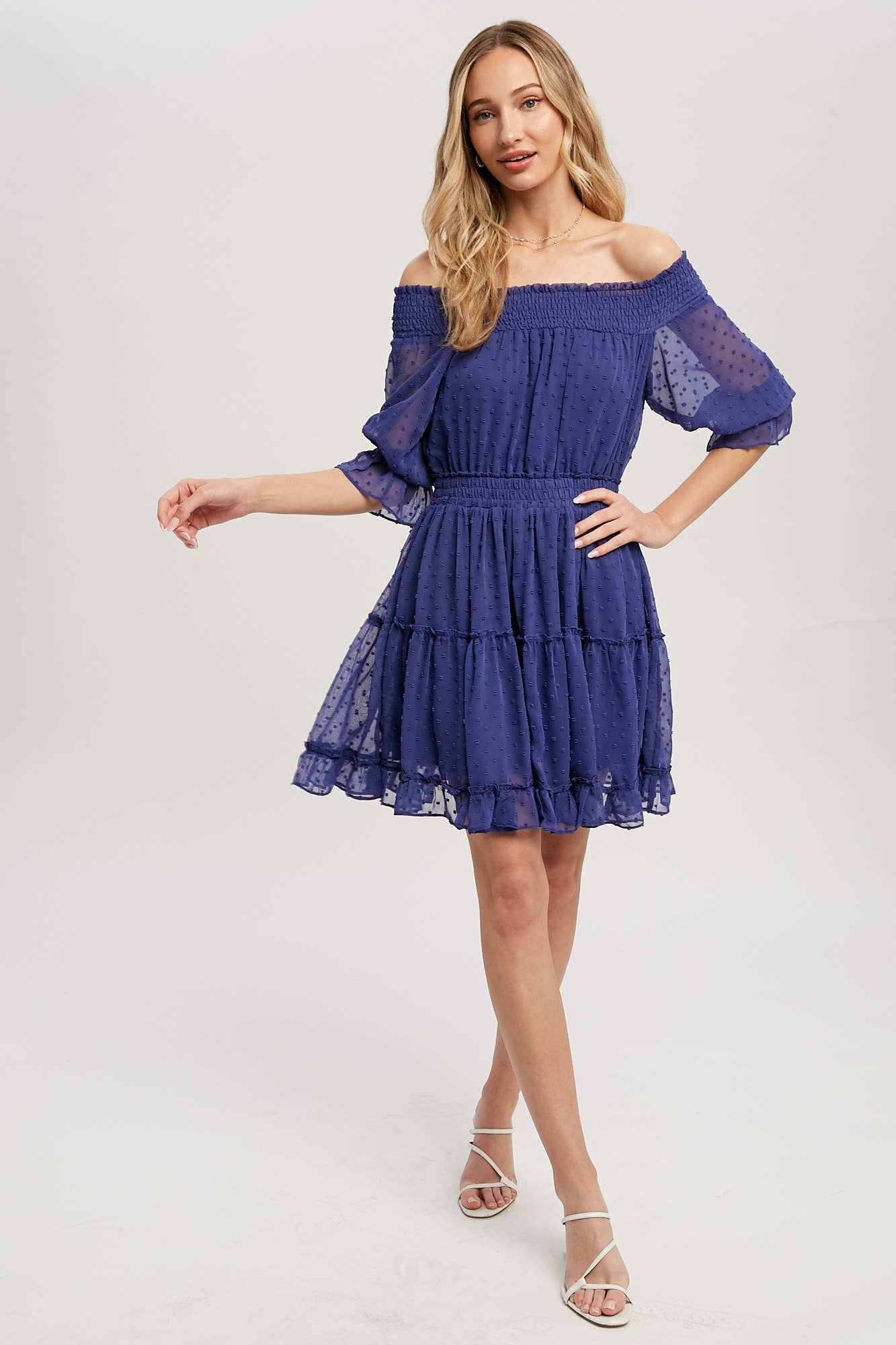 SWISS DOT OFF SHOULDER DRESS