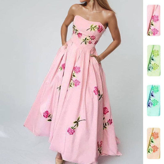 Elegant Floral Print High-Waist Maxi Dress for Women