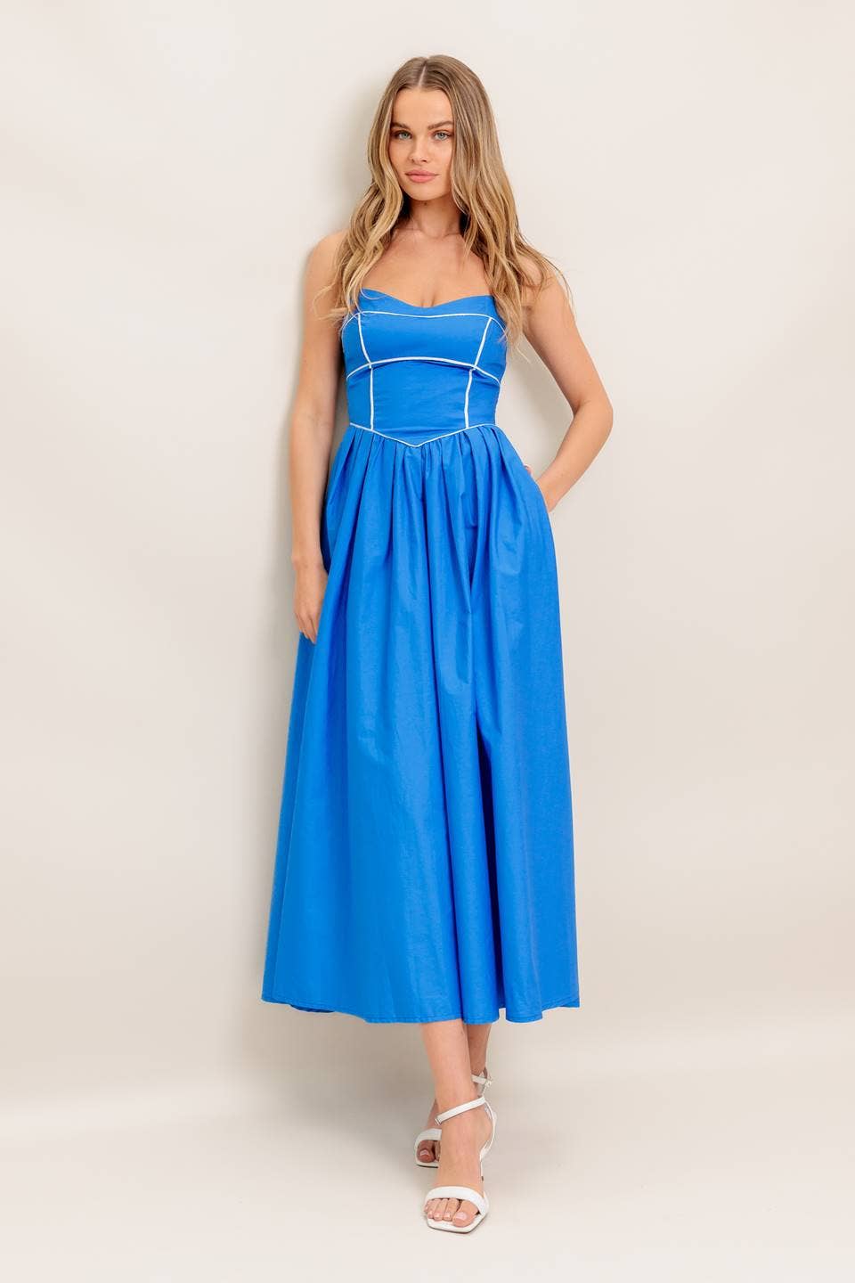 A solid woven midi dress - ID22803