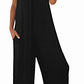 ON LINE ONLY-snugwind Womens Casual Sleeveless Strap Loose Adjustable Jumpsuits Stretchy Long Pants Romper with Pockets Large Black