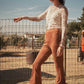 Faux Suede Fringe Leg and Back Bell Bottom / BIO62007