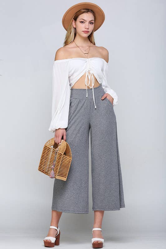 Smocked WAIST BEND GAUCHO PANTS