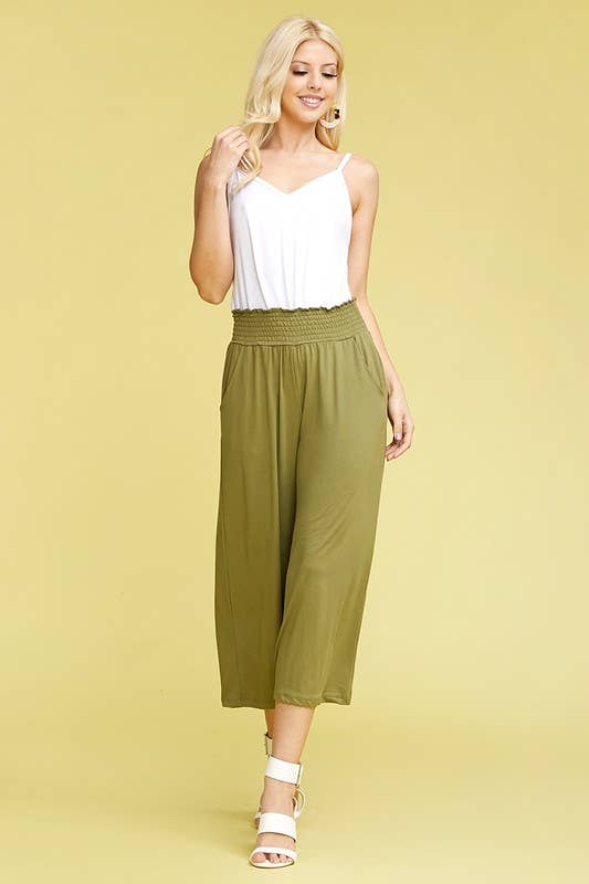 Smocked WAIST BEND GAUCHO PANTS