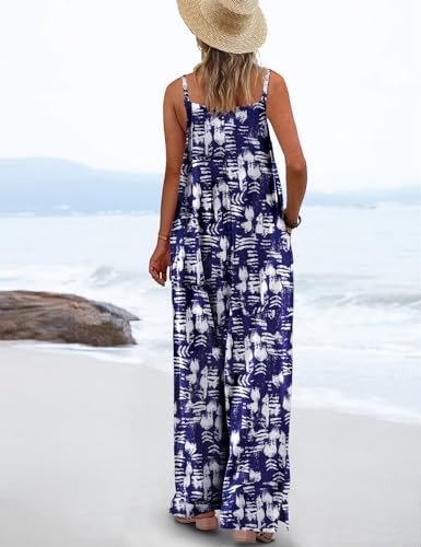 ON LINE ONLY- YESNO Women's Summer Boho Casual Jumpsuits Wide Leg Overalls Floral Print Baggy Rompers with Pockets XL PZZCR 377