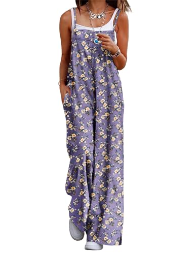 ON LINE ONLY- YESNO Women's Summer Boho Casual Jumpsuits Wide Leg Overalls Floral Print Baggy Rompers with Pockets XL PZZCR 377