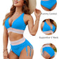 Blooming Jelly Womens High Waisted Bikini Tummy Control Swimsuits Two Piece Drawstring Swim Suits 2024 (M, Bright Blue)