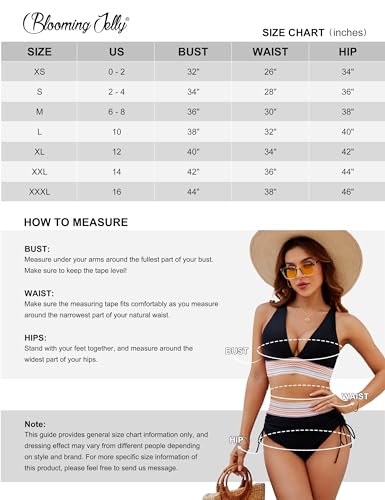 Blooming Jelly Womens High Waisted Bikini Tummy Control Swimsuits Two Piece Drawstring Swim Suits 2024 (M, Bright Blue)