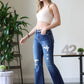 High-Rise Distressed Flare Denim Pants Jeans