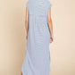 V Neck Oversize Sleeveless Stripe Maxi Dress