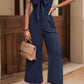 _SOLID COLOR TUBE TOP BOW JUMPSUIT