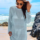 ANRABESS Women Swimsuit Crochet Swim Cover Up 2024 Summer Bathing Suit Swimwear Mesh Knit Beach Dress Vacation Outfits Cream White Medium