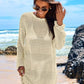 ANRABESS Women Swimsuit Crochet Swim Cover Up 2024 Summer Bathing Suit Swimwear Mesh Knit Beach Dress Vacation Outfits Cream White Medium