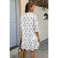 A Line Bow Ruffle V Neck Loose Fit Dress
