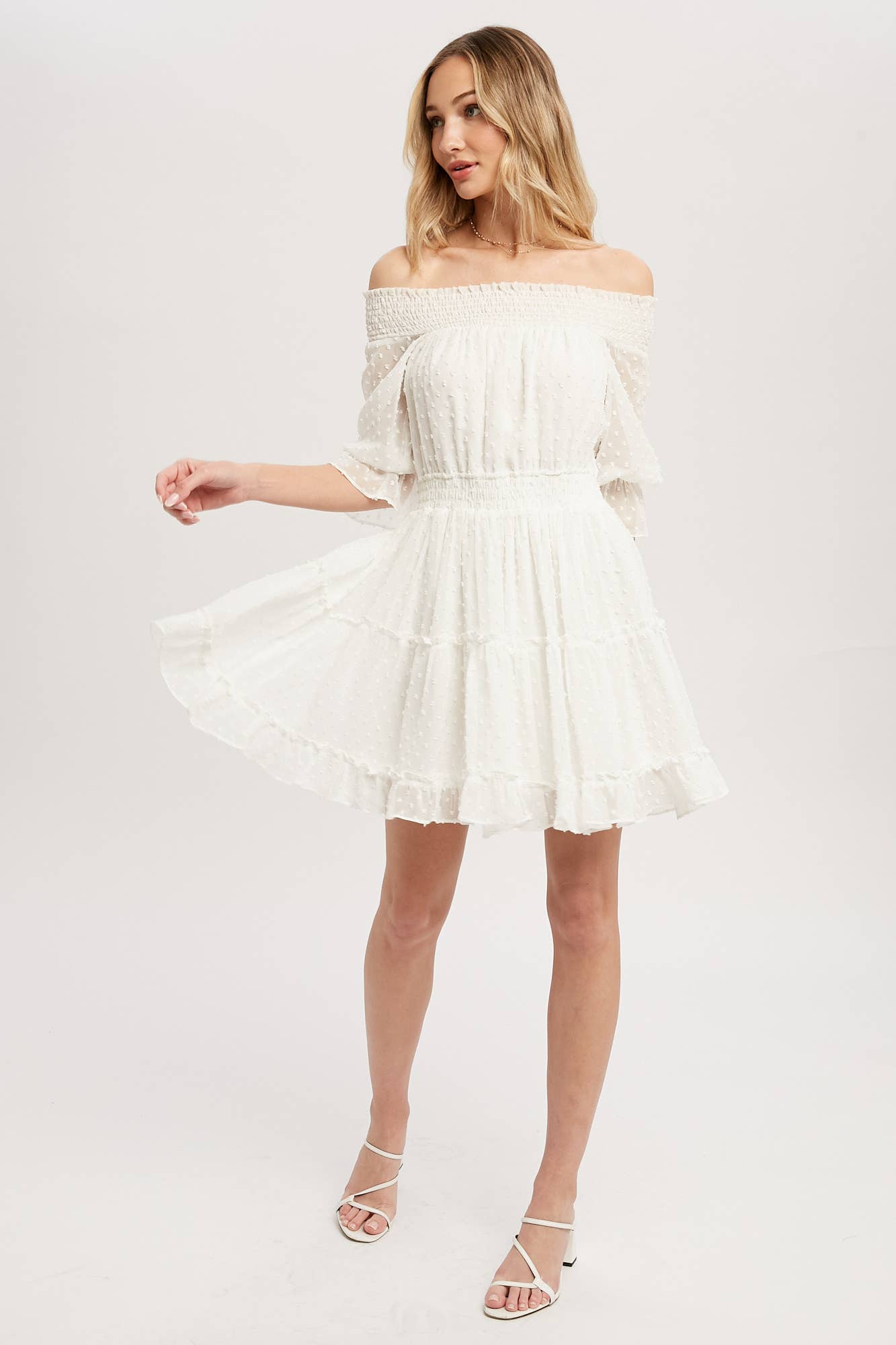 SWISS DOT OFF SHOULDER DRESS