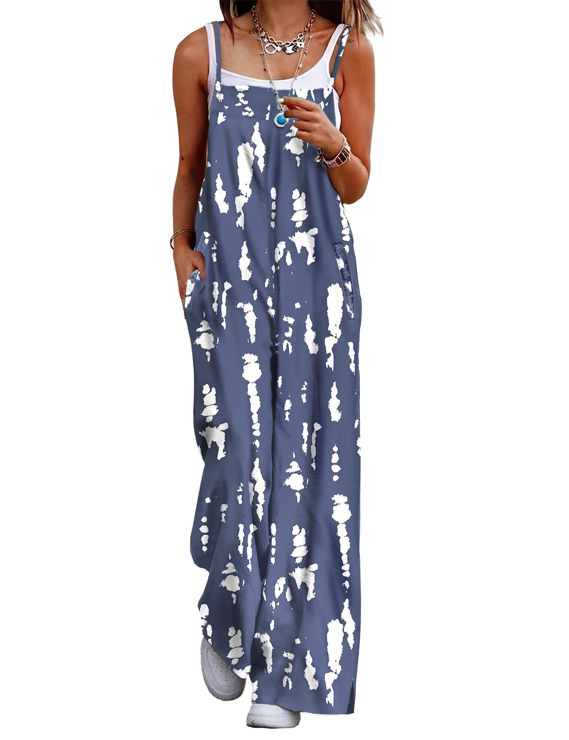 ON LINE ONLY- YESNO Women's Summer Boho Casual Jumpsuits Wide Leg Overalls Floral Print Baggy Rompers with Pockets XL PZZCR 377