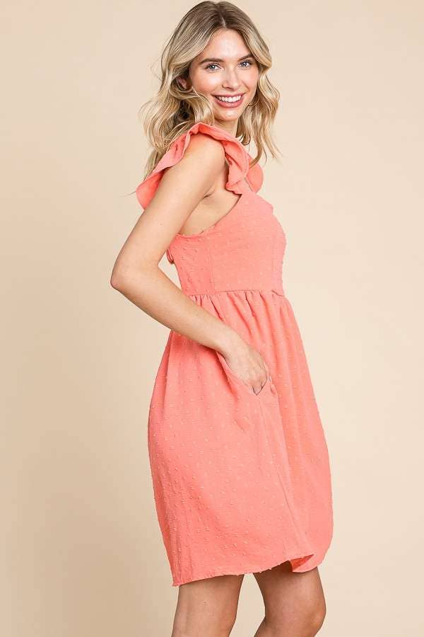 Empire Line Ruffle Sleeve Dress