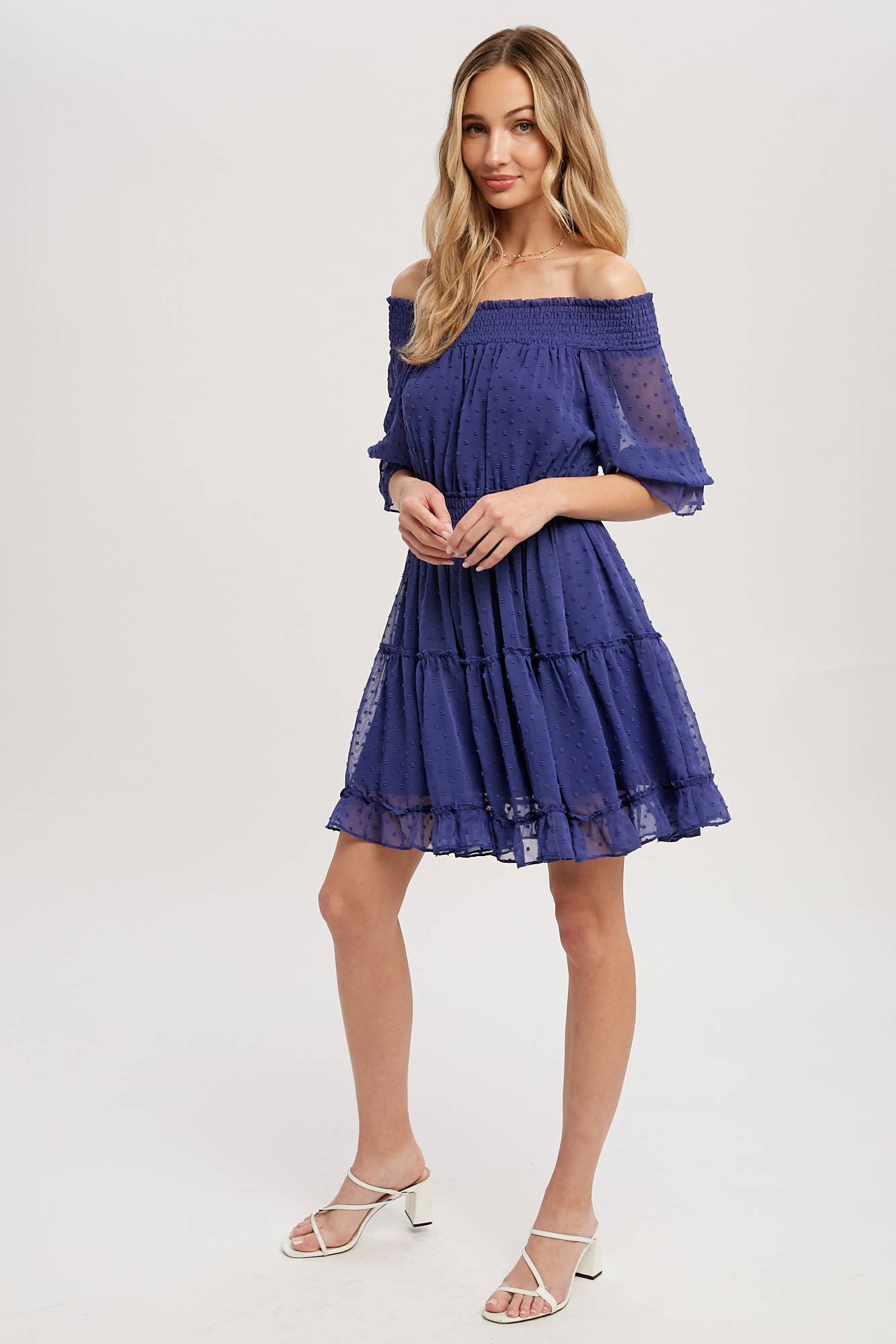 SWISS DOT OFF SHOULDER DRESS