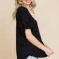 Round Neck Semi Loose Ruffle Sleeve Top