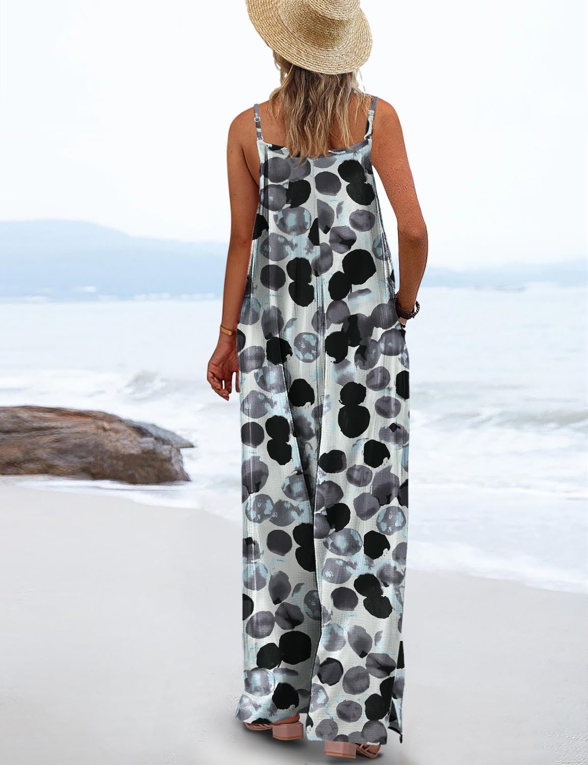 ON LINE ONLY- YESNO Women's Summer Boho Casual Jumpsuits Wide Leg Overalls Floral Print Baggy Rompers with Pockets XL PZZCR 377