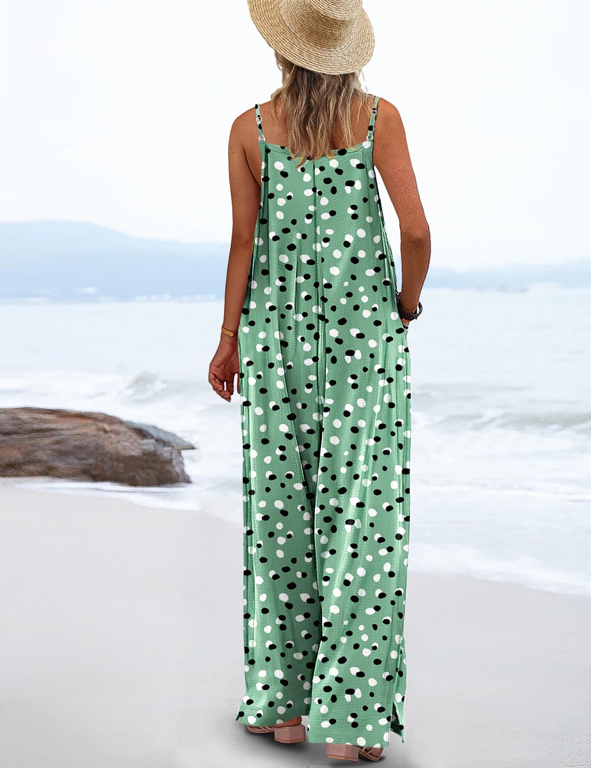 ON LINE ONLY- YESNO Women's Summer Boho Casual Jumpsuits Wide Leg Overalls Floral Print Baggy Rompers with Pockets XL PZZCR 377