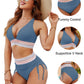 Blooming Jelly Womens High Waisted Bikini Tummy Control Swimsuits Two Piece Drawstring Swim Suits 2024 (M, Bright Blue)