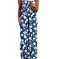 ON LINE ONLY- YESNO Women's Summer Boho Casual Jumpsuits Wide Leg Overalls Floral Print Baggy Rompers with Pockets XL PZZCR 377