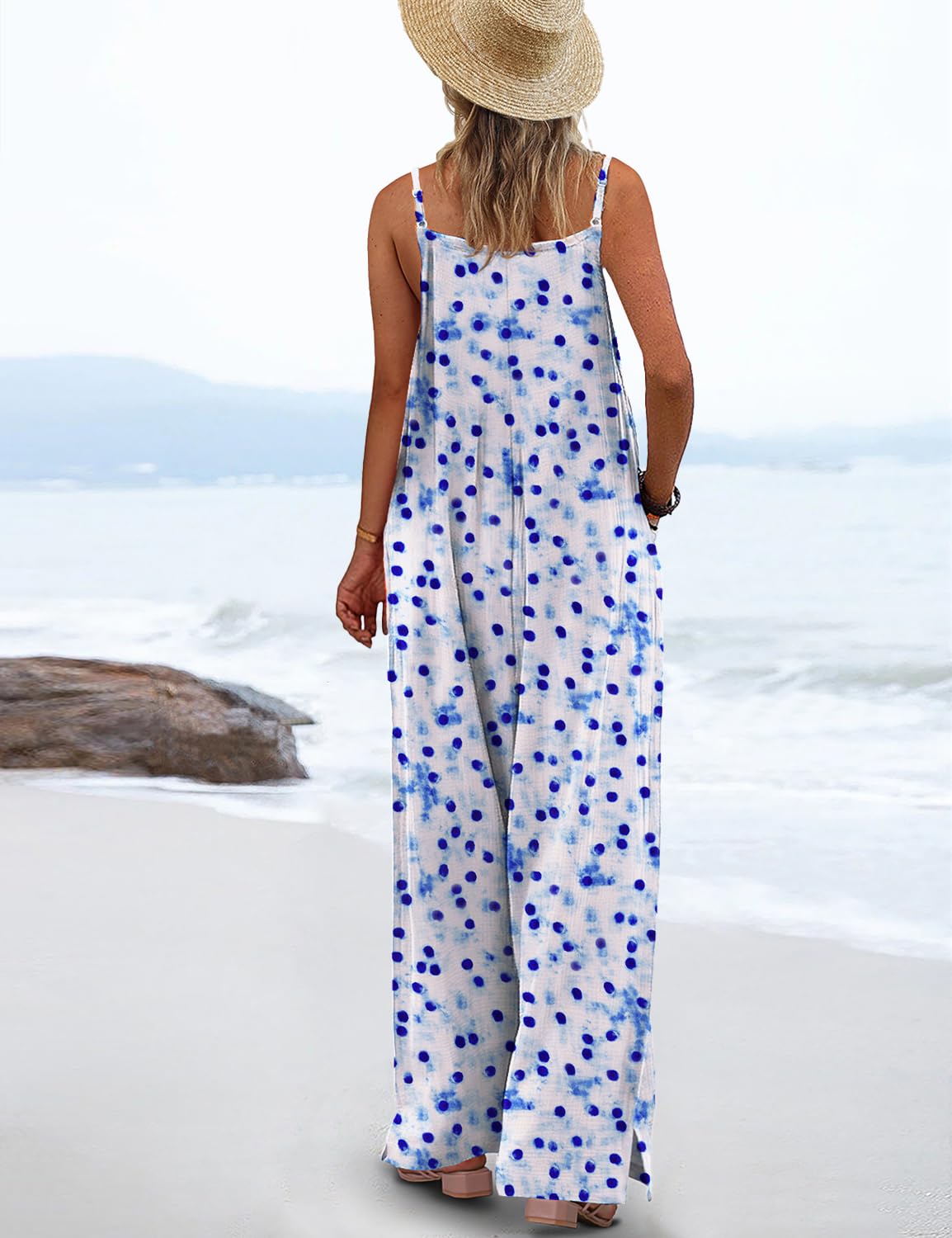 ON LINE ONLY- YESNO Women's Summer Boho Casual Jumpsuits Wide Leg Overalls Floral Print Baggy Rompers with Pockets XL PZZCR 377