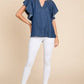 LST5325 - CHAMBRAY FLUTTER SLEEVE TOP=