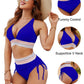 Blooming Jelly Womens High Waisted Bikini Tummy Control Swimsuits Two Piece Drawstring Swim Suits 2024 (M, Bright Blue)