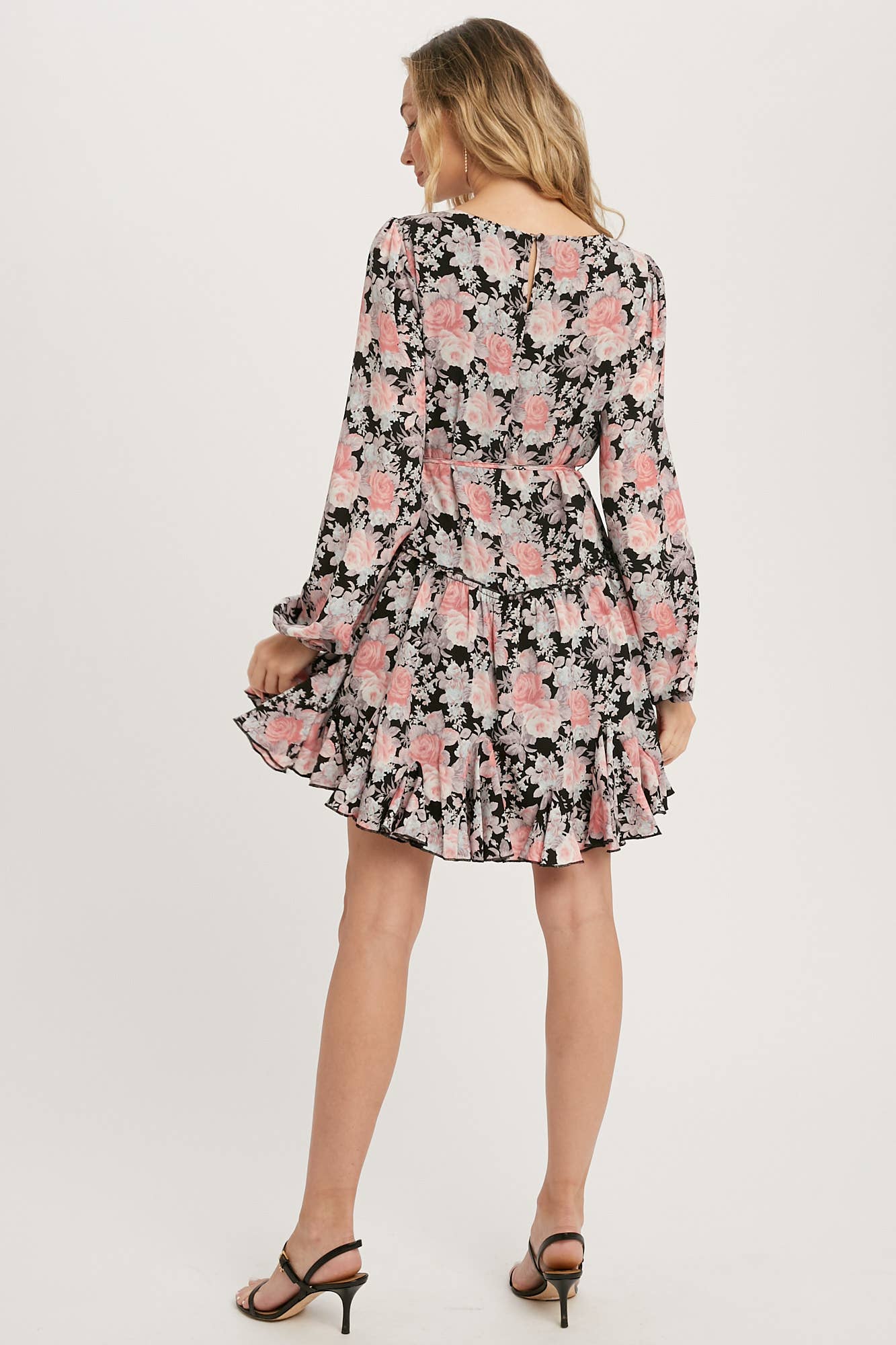 FLORAL PRINT RUFFLED SWING DRESS