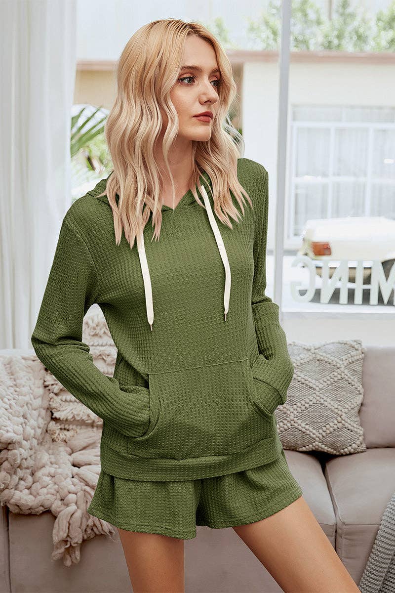 Cozy Solid Hoodie Short Pant Set -