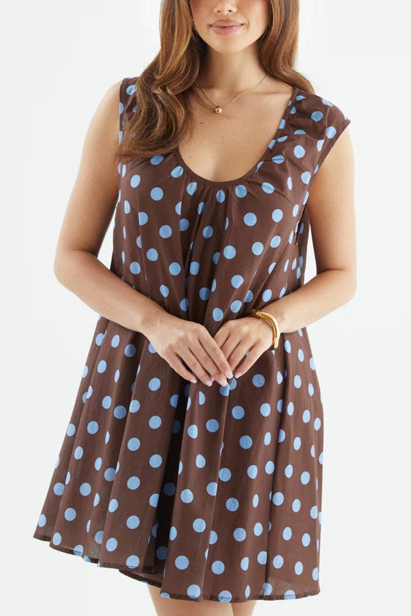 Polka Dot Sleeveless A-Line Dress