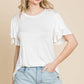 Round Neck Semi Loose Ruffle Sleeve Top