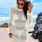 ANRABESS Women Swimsuit Crochet Swim Cover Up 2024 Summer Bathing Suit Swimwear Mesh Knit Beach Dress Vacation Outfits Cream White Medium