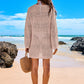 ANRABESS Women Swimsuit Crochet Swim Cover Up 2024 Summer Bathing Suit Swimwear Mesh Knit Beach Dress Vacation Outfits Cream White Medium