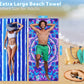 4 Pack Lightweight Thin Beach Towel Oversized 71"x32" Big Extra Large Microfiber Sand Free Towels for Adult Quick Dry Travel Camping Beach Accessories Vacation Essential Turtle Tie Dye Mandala Stripe