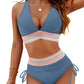 Blooming Jelly Womens High Waisted Bikini Tummy Control Swimsuits Two Piece Drawstring Swim Suits 2024 (M, Bright Blue)