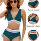 Blooming Jelly Womens High Waisted Bikini Tummy Control Swimsuits Two Piece Drawstring Swim Suits 2024 (M, Bright Blue)