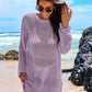 ANRABESS Women Swimsuit Crochet Swim Cover Up 2024 Summer Bathing Suit Swimwear Mesh Knit Beach Dress Vacation Outfits Cream White Medium