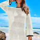 ANRABESS Women Swimsuit Crochet Swim Cover Up 2024 Summer Bathing Suit Swimwear Mesh Knit Beach Dress Vacation Outfits Cream White Medium