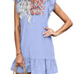 ON LINE ONLY- KIRUNDO Women's 2024 Summer Mini Dress Casual V Neck Floral Embroidered Ruffle Sleeveless Shift Dress Flowy Boho Dress, B-Navy, Small