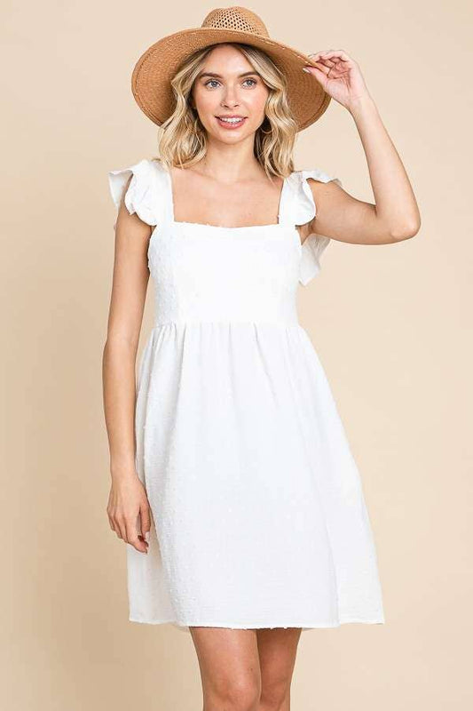 CWD1667-Empire Line Ruffle Sleeve Dress