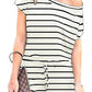 Striped Short Sleeve Drawstring Waist Romper