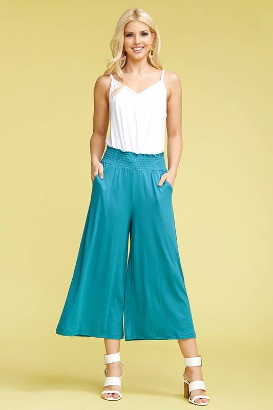 Smocked WAIST BEND GAUCHO PANTS