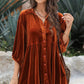 Women's 3/4 Sleeve Tunic Babydoll Velvet Shirt