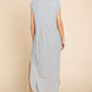 V Neck Oversize Sleeveless Stripe Maxi Dress