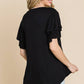 Round Neck Semi Loose Ruffle Sleeve Top