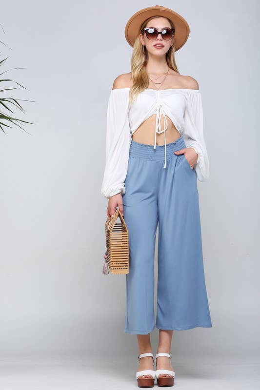 Smocked WAIST BEND GAUCHO PANTS